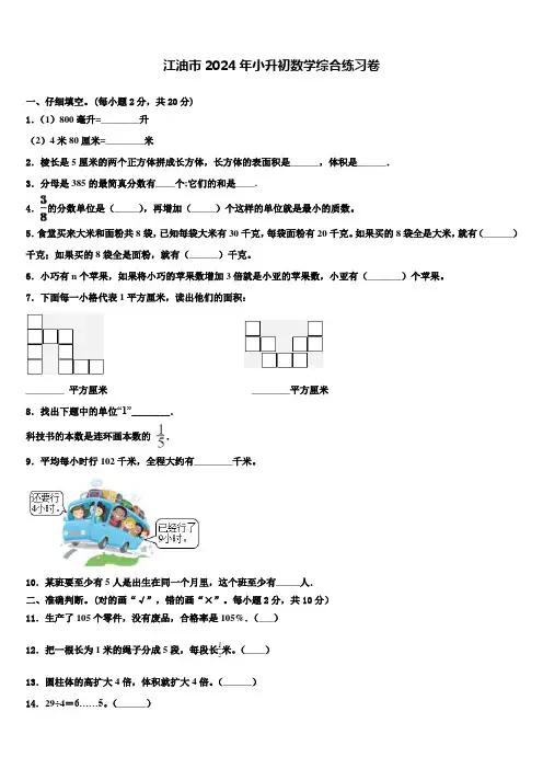 江油市2024年小升初数学综合练习卷含解析