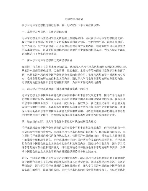 毛概的学习计划