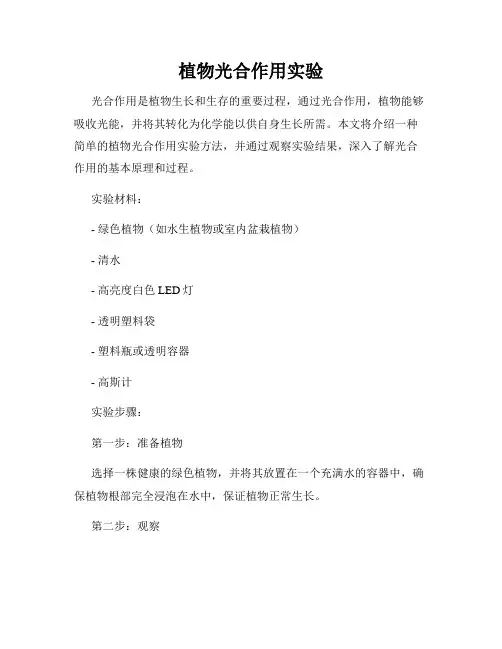 植物光合作用实验