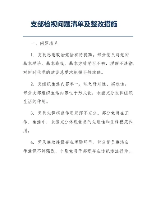 支部检视问题清单及整改措施