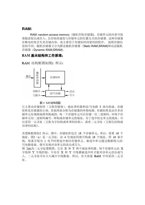 RAM原理和主要参数意义