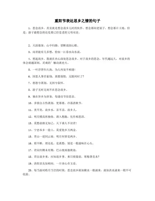 重阳节表达思乡之情的句子