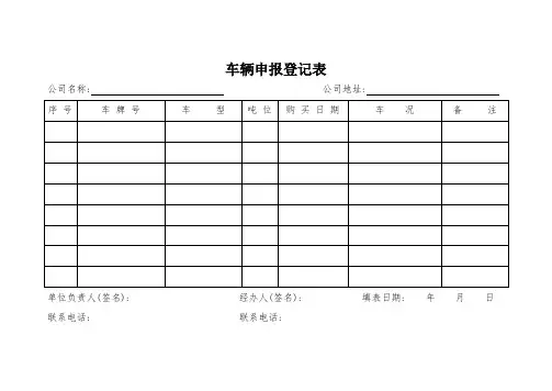 工程渣土运输车辆申报登记表