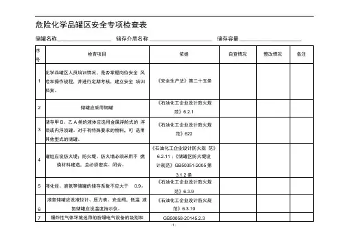 危险化学品罐区安全专项检查表