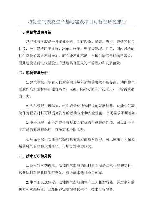 功能性气凝胶生产基地建设项目可行性研究报告