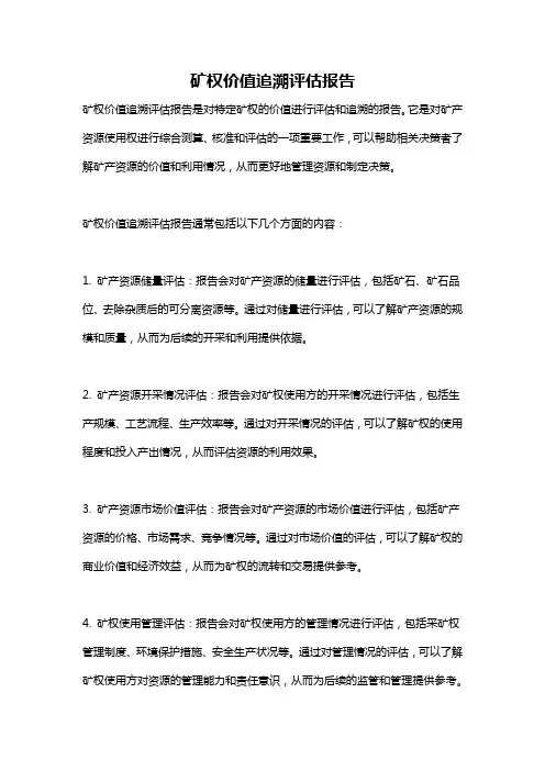 矿权价值追溯评估报告
