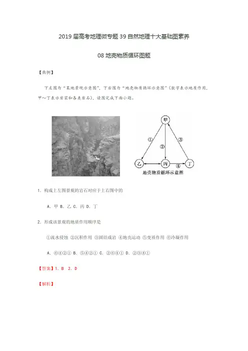 2019届高考地理微专题-39自然地理十大基础图素养-08地壳物质循环图题