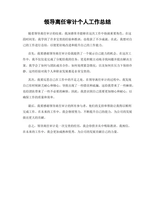 领导离任审计个人工作总结