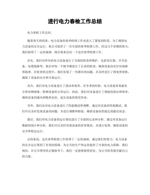 进行电力春检工作总结