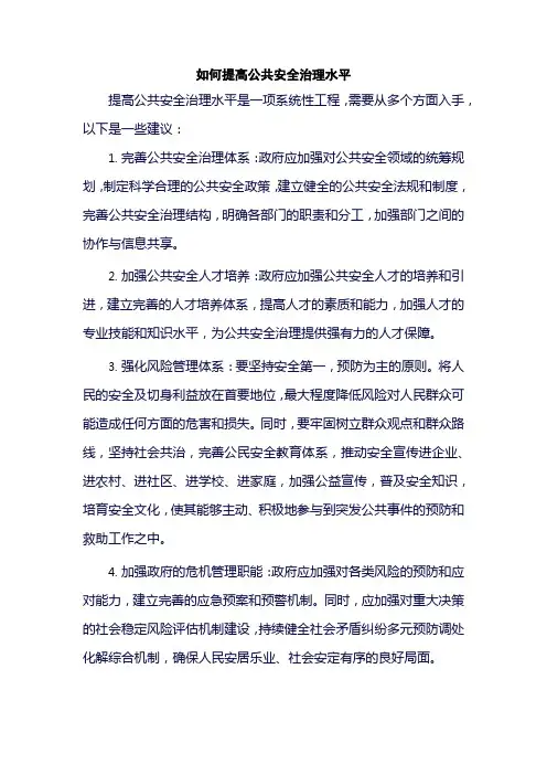 如何提高公共安全治理水平