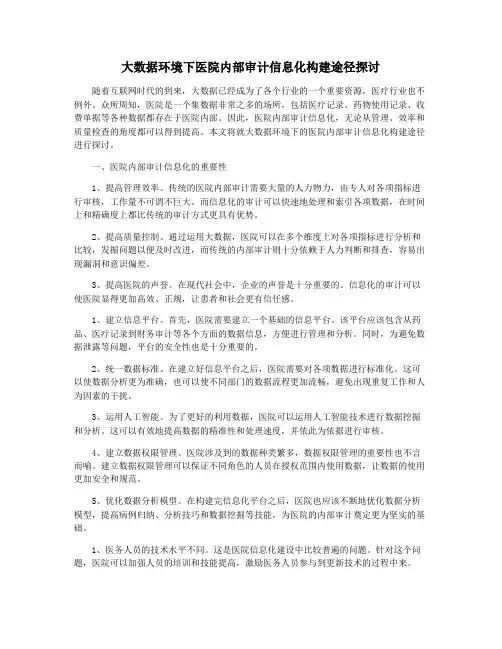 大数据环境下医院内部审计信息化构建途径探讨