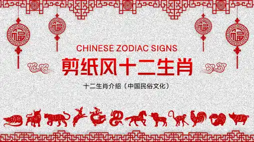 十二生肖中国民俗文化知识科普宣传PPT