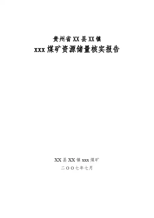 煤矿资源储量核实报告