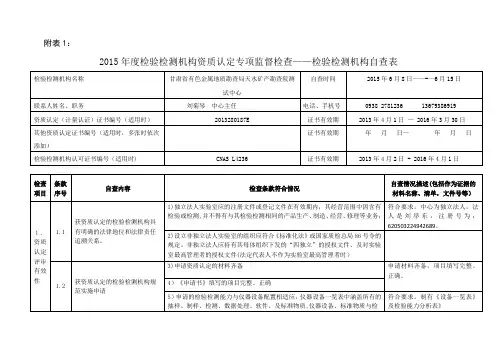 检验检测机构自查表