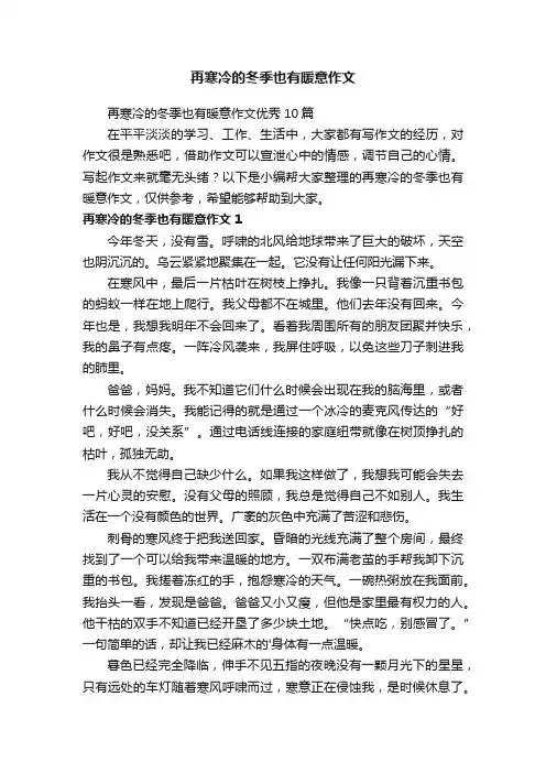再寒冷的冬季也有暖意作文优秀10篇
