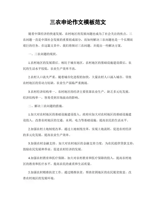三农申论作文模板范文