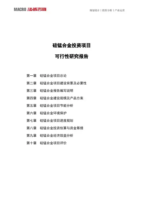 硅锰合金投资项目可行性研究报告