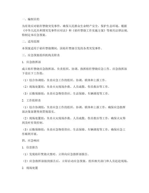 秸秆禁烧应急车辆应急预案