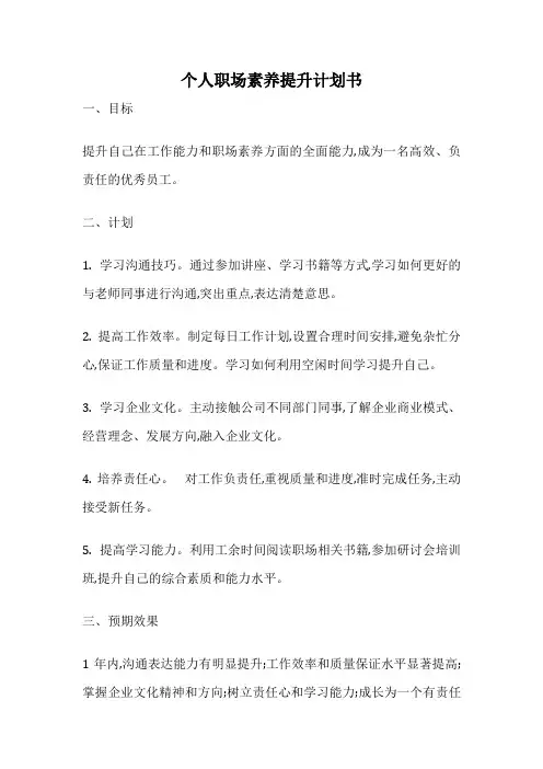 个人职场素养提升计划书