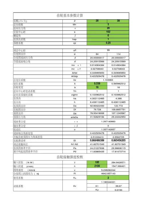 直齿圆柱齿轮强度校核