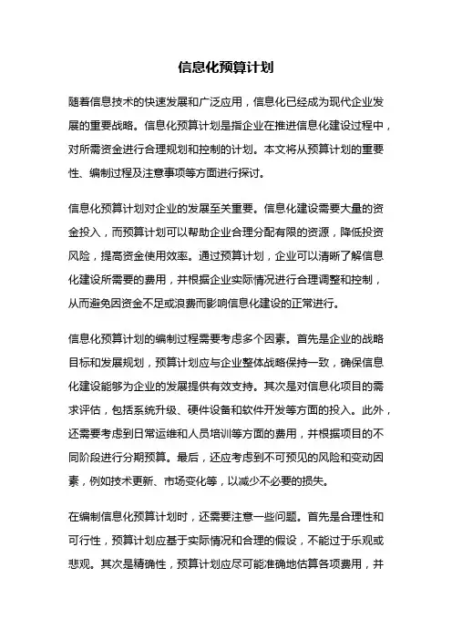 信息化预算计划