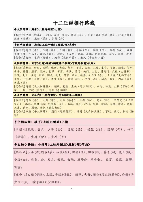 十二正经循行路线