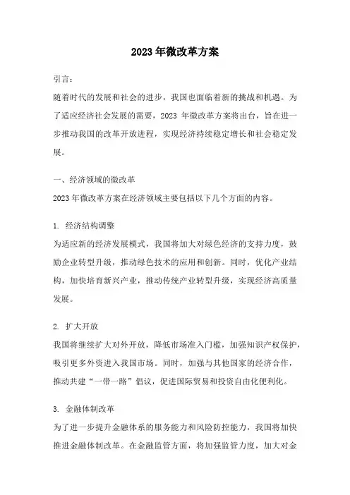 2023年微改革方案