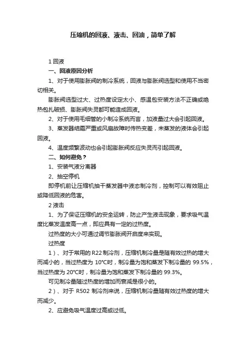 压缩机的回液、液击、回油，简单了解
