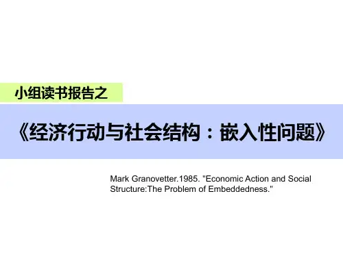 经济社会学文献报告——格兰若维特的“嵌入性”
