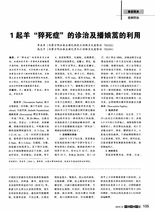 1起羊“猝死症”的诊治及播娘蒿的利用