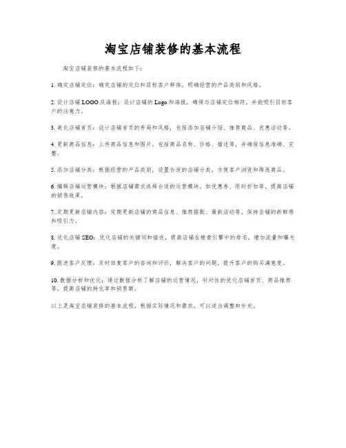 淘宝店铺装修的基本流程