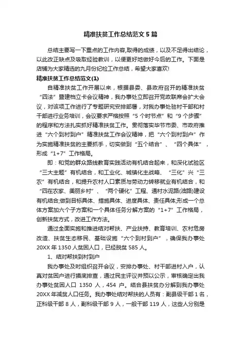 精准扶贫工作总结范文5篇