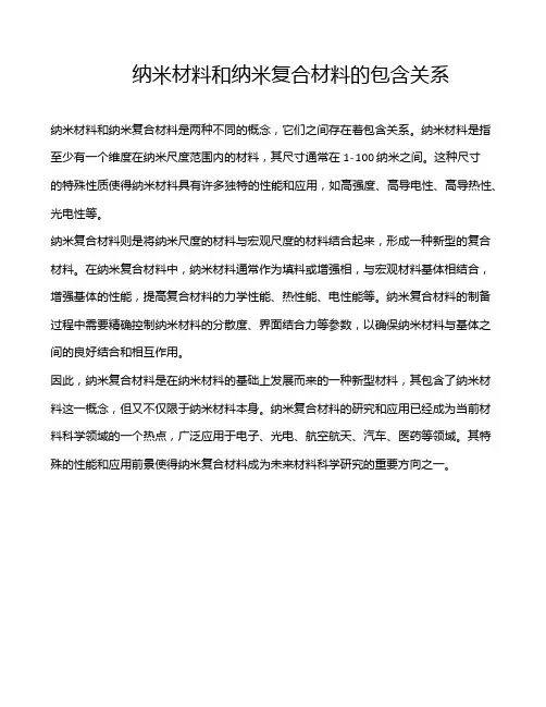 纳米材料和纳米复合材料的包含关系