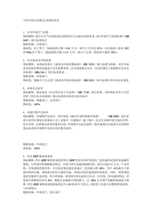 天津中新生态城22项指标体系doc资料