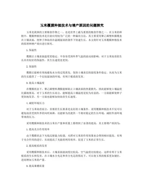 玉米覆膜种植技术与增产原因的问题探究