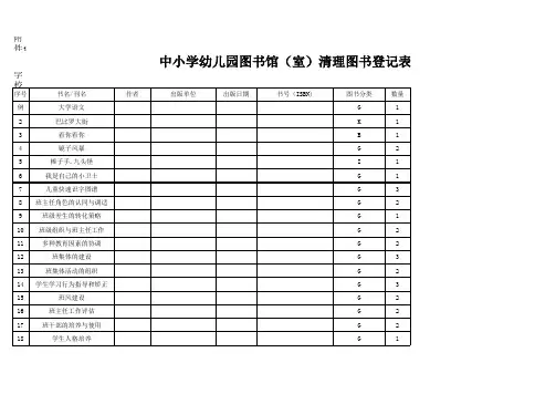  中小学幼儿园图书馆(室)图书清理登记表