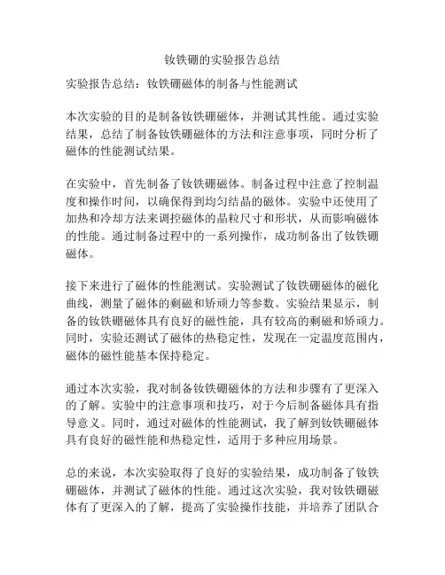钕铁硼的实验报告总结