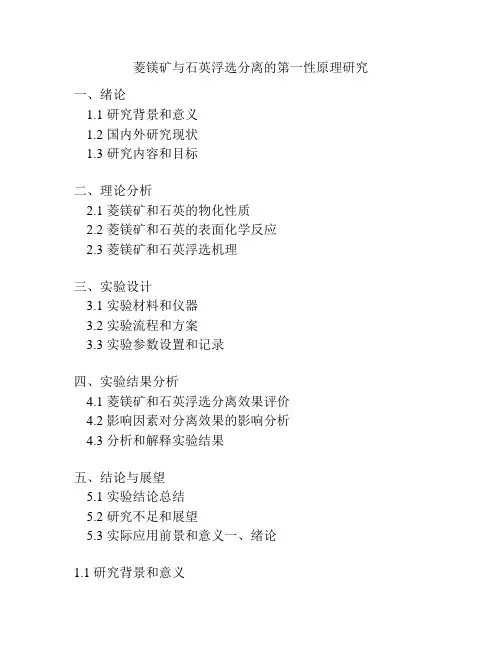 菱镁矿与石英浮选分离的第一性原理研究