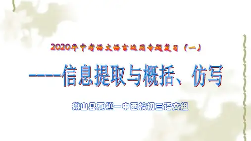2020年中考语文信息提取与概况及仿写句子专题复习精品课件