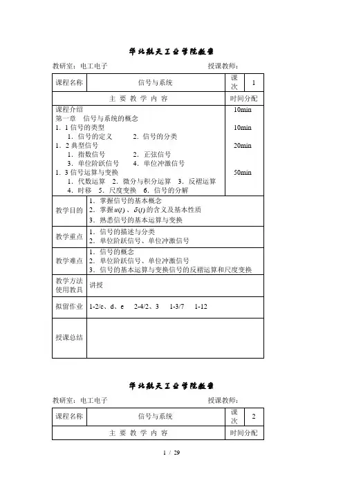 信号与系统教案首页