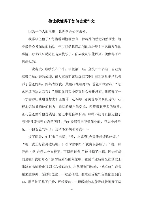 他让我懂得了如何去爱作文