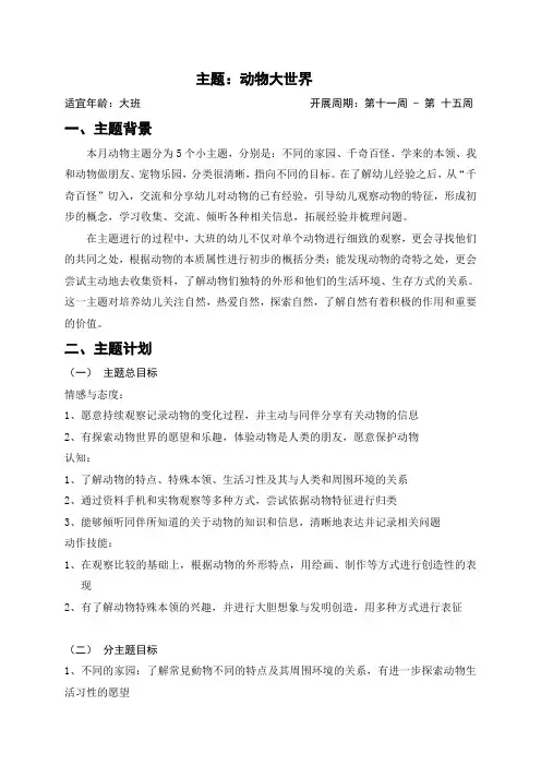 “动物大世界”主题包