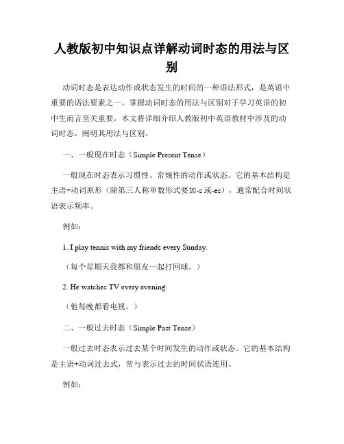 人教版初中知识点详解动词时态的用法与区别