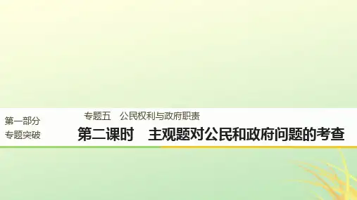 (京津琼)2019高考政治二轮复习-专题五-公民权利与政府职责-第二课时-主观题对公民和政府问题的考