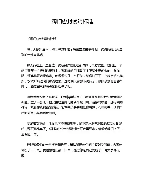 阀门密封试验标准