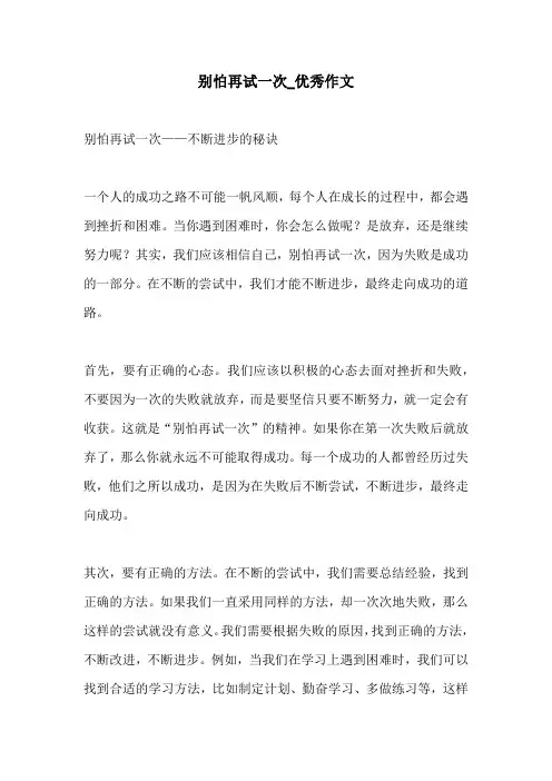 别怕再试一次优秀作文