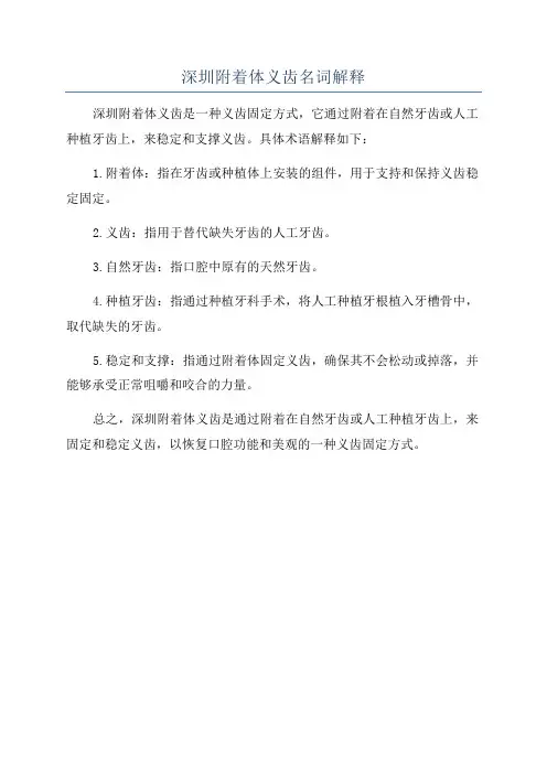 深圳附着体义齿名词解释