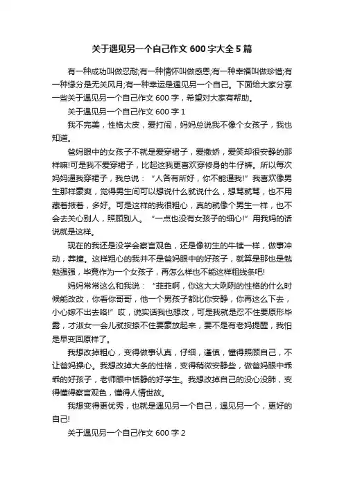 关于遇见另一个自己作文600字大全5篇