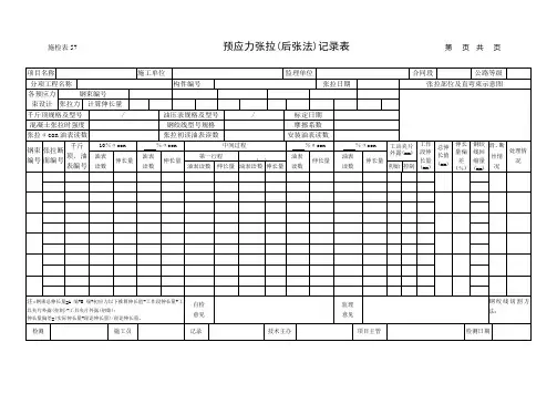 《预应力张拉(后张法)记录表》(施检表57)