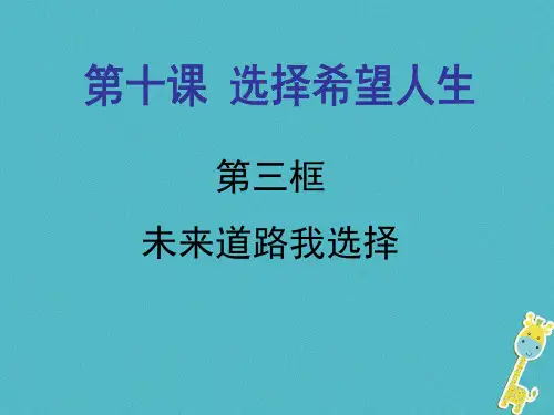 九年级政治全册第四单元满怀希望迎接明天第十课选择希望人生第三框未来道路我选择课件新人教版